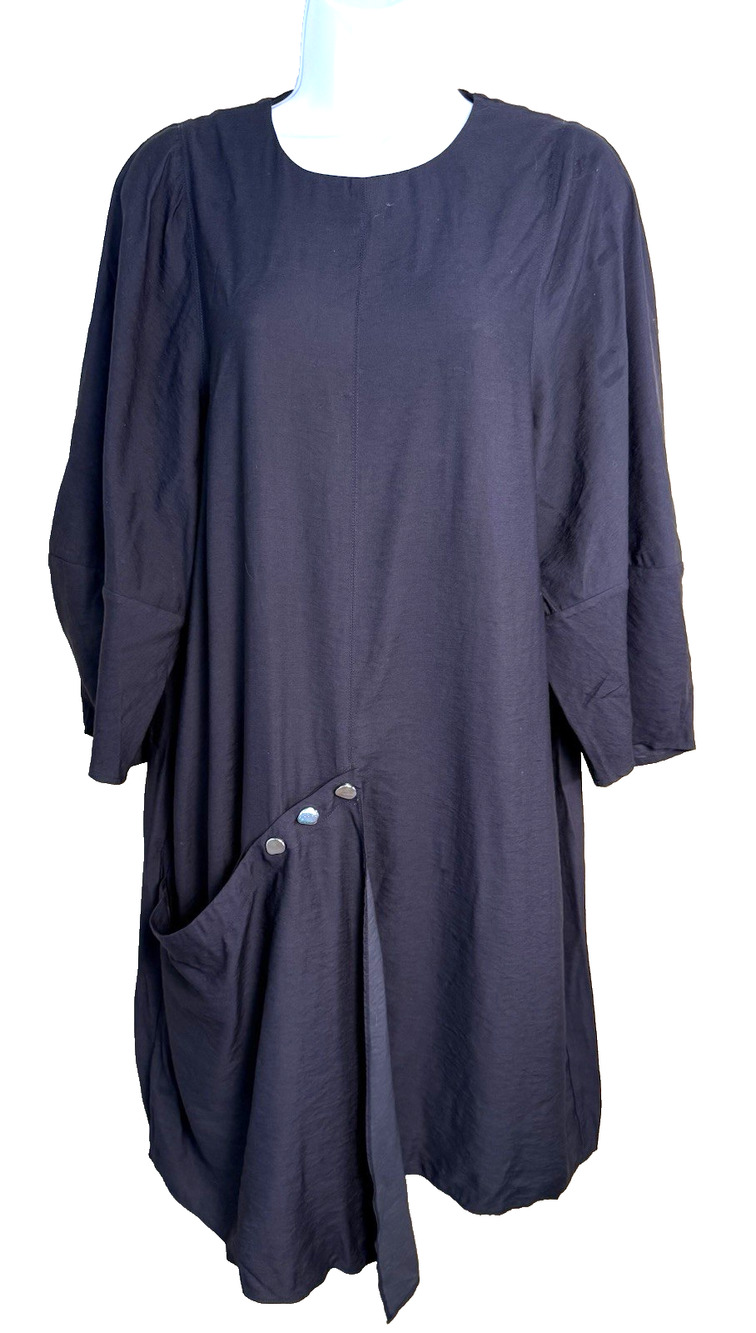 Tibi Asymetrical Snap-button Draped Shift Dress 2 Charcoal Creative Pragmatist